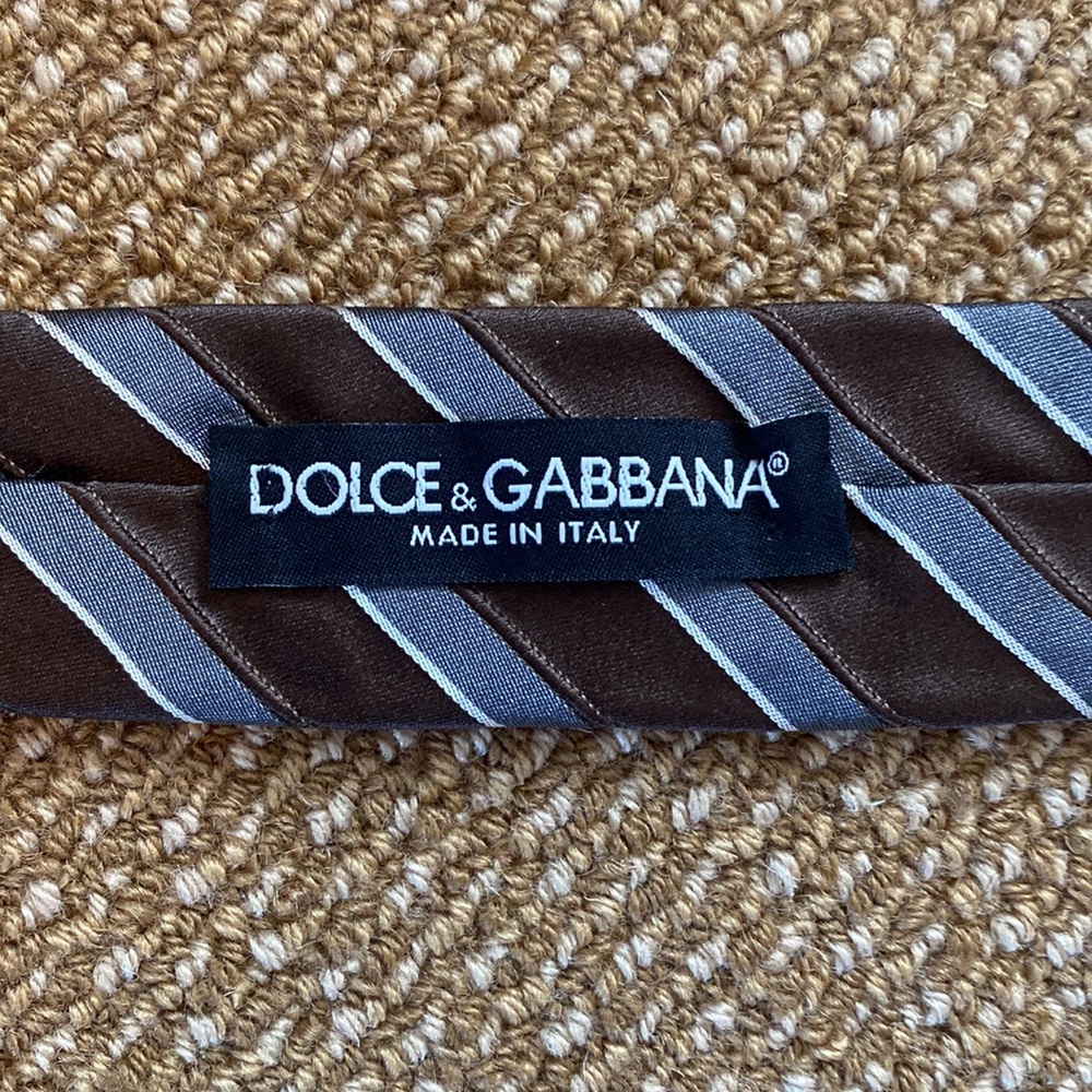 Dolce & Gabbana / Necktie / Brown & Gray Stripes - Picture 3 of 7
